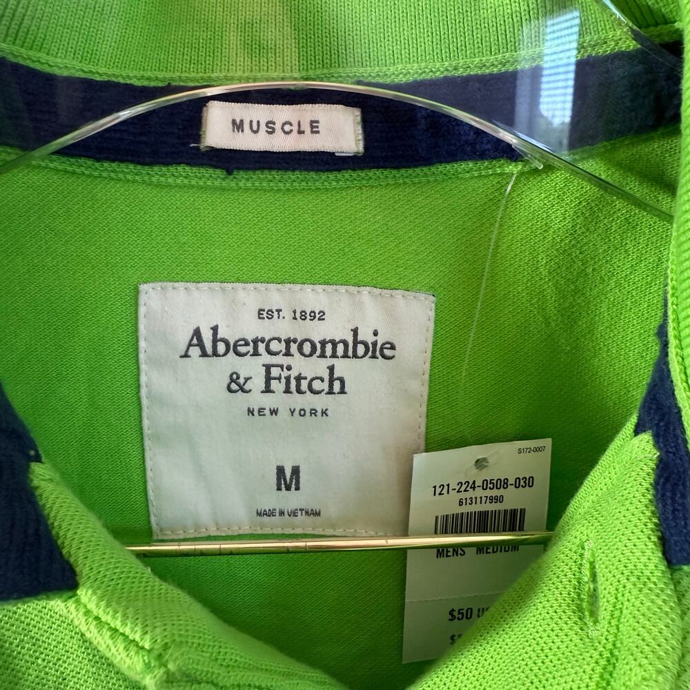 Y2K Abercrombie & Fitch Polo Shirt Mens Muscle Fit Moose Logo NEW - Picture 7 of 9